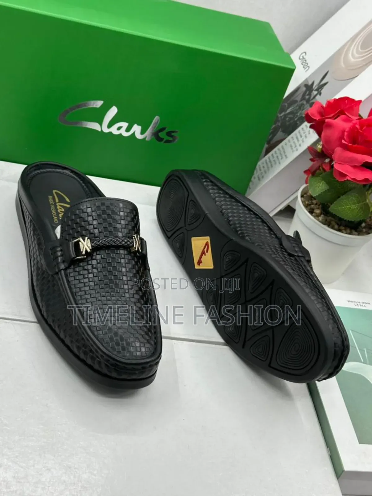 Clark's Black Leather Men's Half Shoes Size 39_46