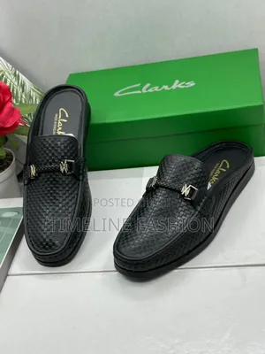 Clark's Black Leather Men's Half Shoes Size 39_46