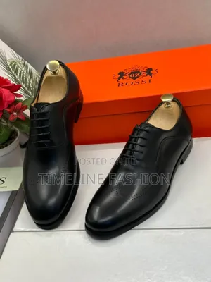 Rossi Black Leather Men's Oxford Lace Up Shoes