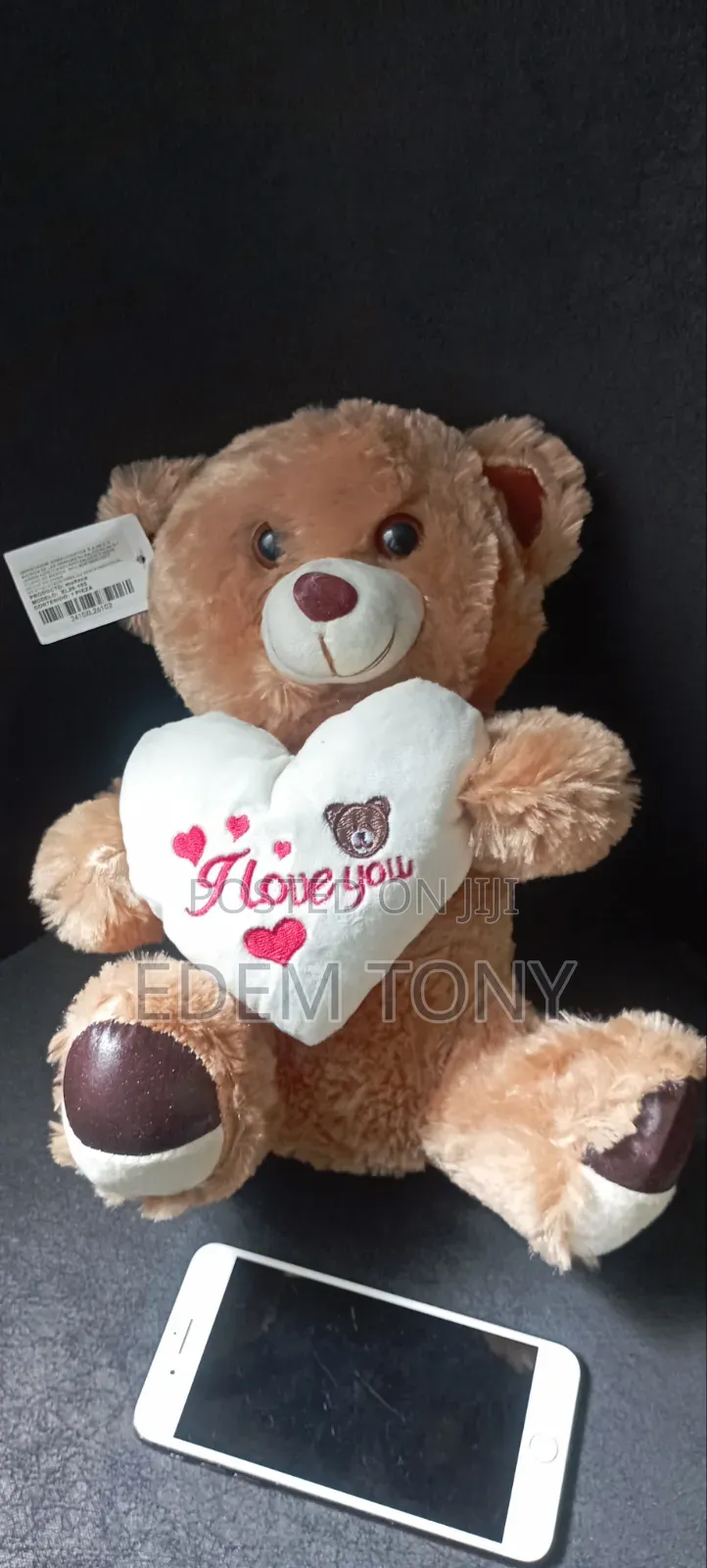 A Brown Fluffy Teddy Bear With "I Love You" Inscribed. Size:30×24cm
