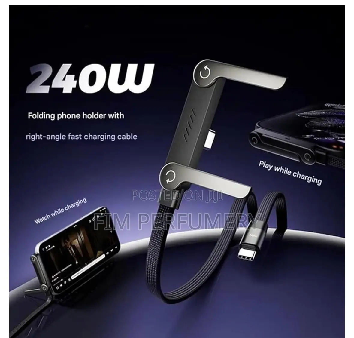 2 In 1 Invisible Holder Charger Cable 240w Fast Charging Cord