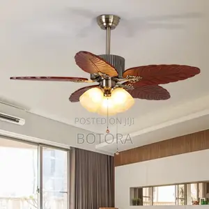 52" Tropical Bali Leaf Ceiling Fan With Light Remote Control