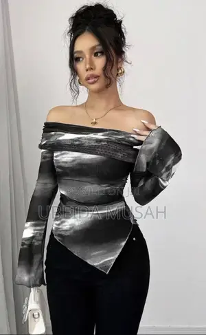 Flare-Sleeve Mesh Top