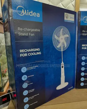 Midea 9-Speed 18" Night Light, Usb Port Rechargeable Stand Fan