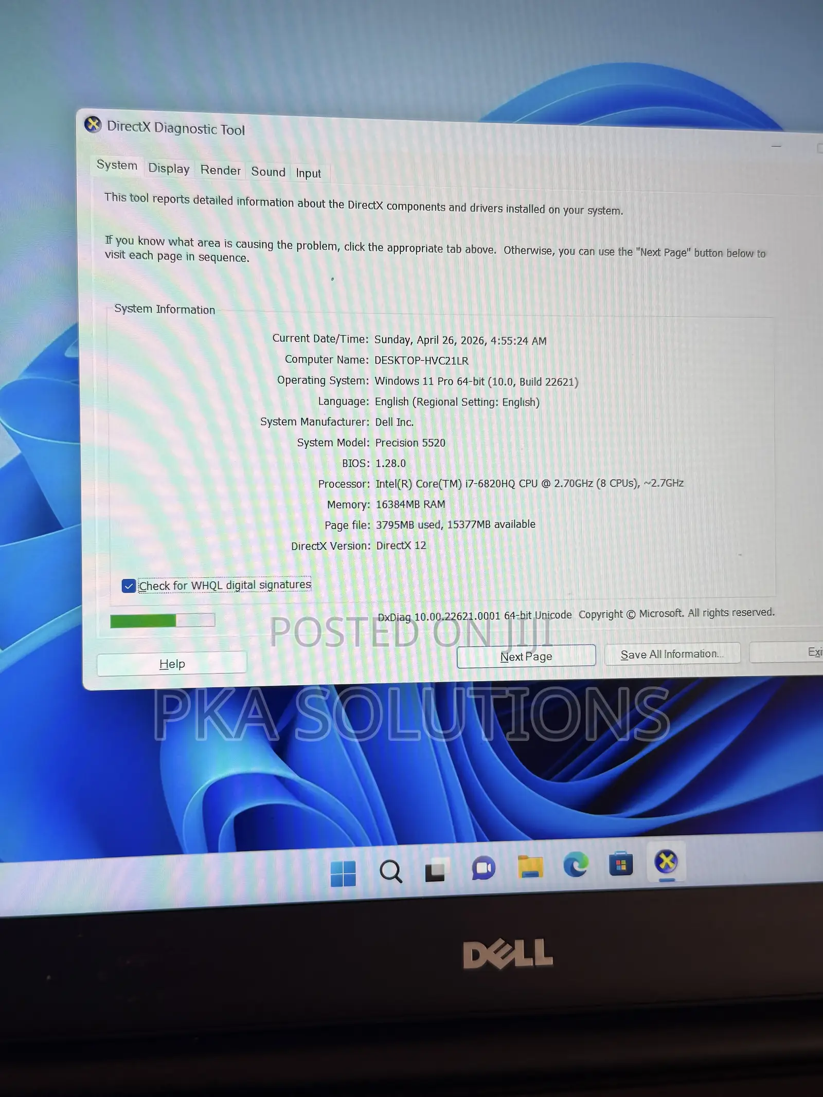 Laptop Dell Precision 5520 16GB Intel Core i7 SSD 256GB