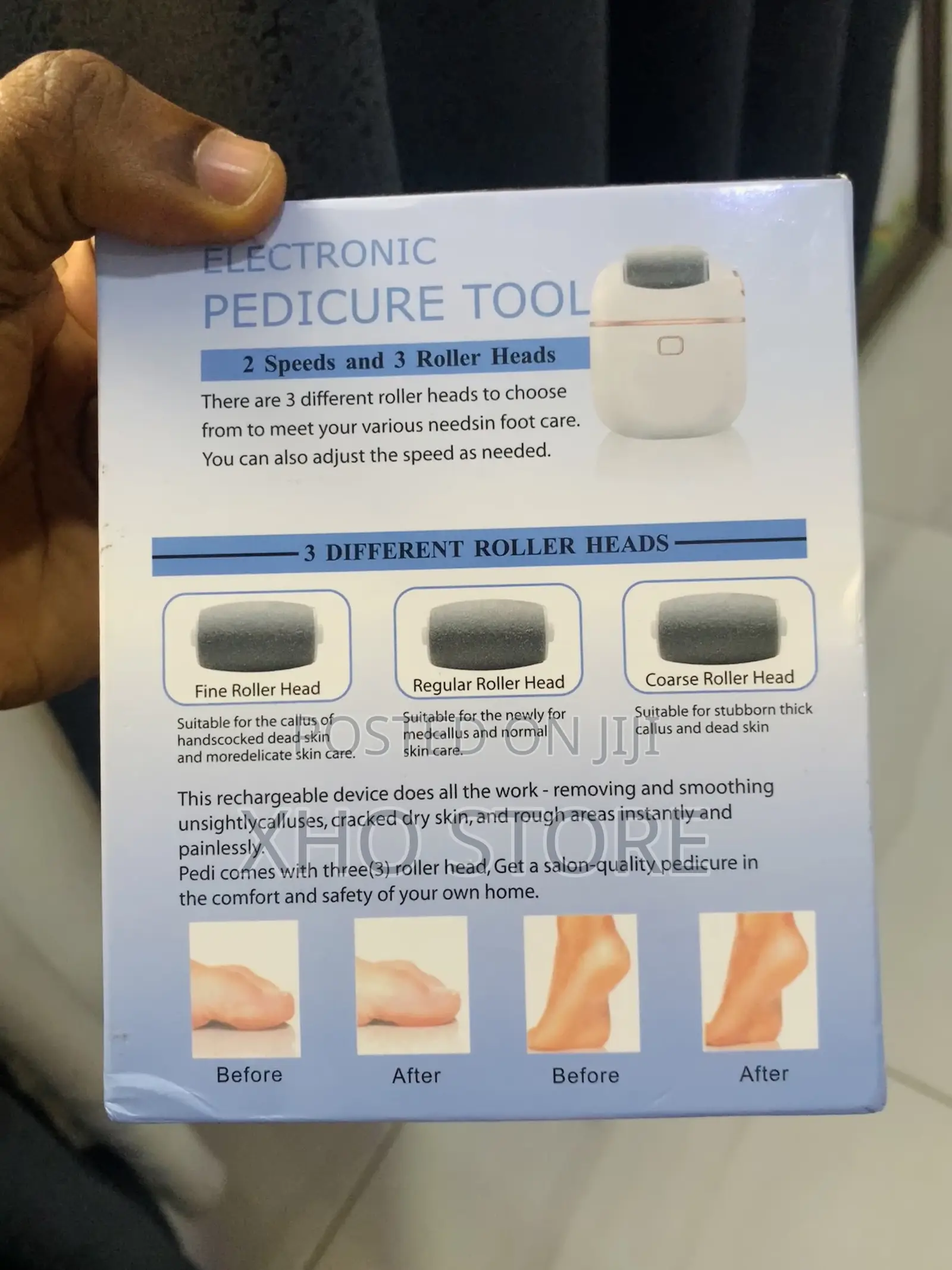 Usb Charged Foot Scrubber Set With 3 Replaceable Roller Heads-Pedicure