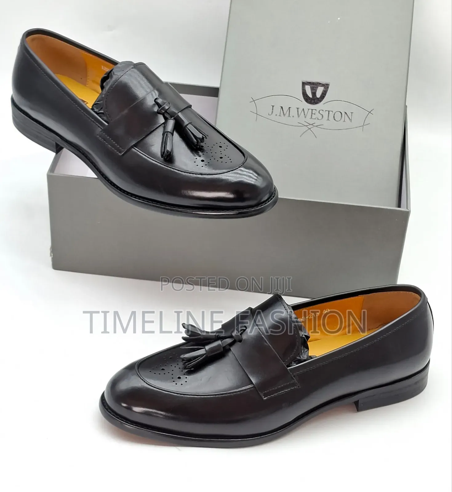 J M Weston Designer Ring My Bell Men's Black Leather Shoes