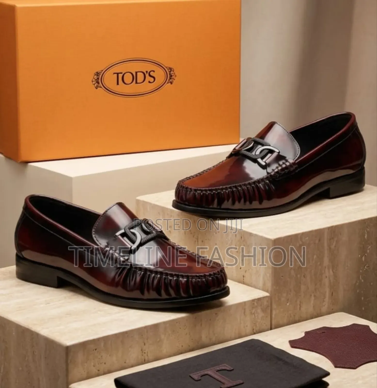 Tods Wine Colour Men's Stylish Leather Shoes