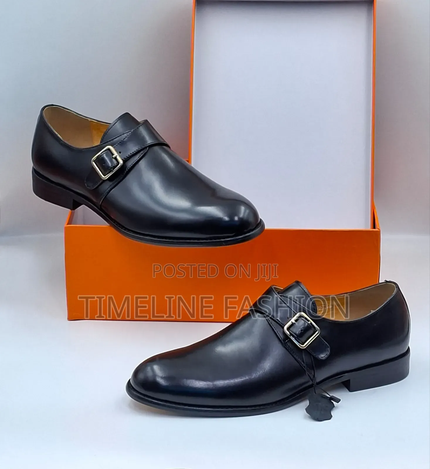 Quality Men's Black Leather Single Monk Strap Shoes