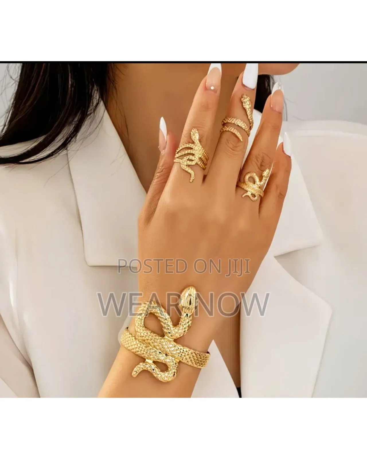 4pcs Set Gold-Plated Serpentine Bangle Rings