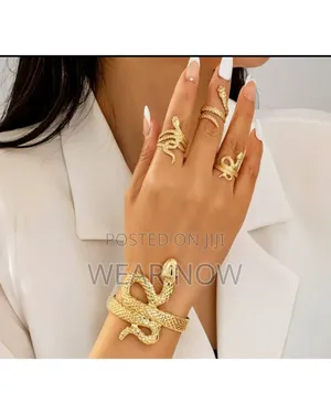 4pcs Set Gold-Plated Serpentine Bangle Rings