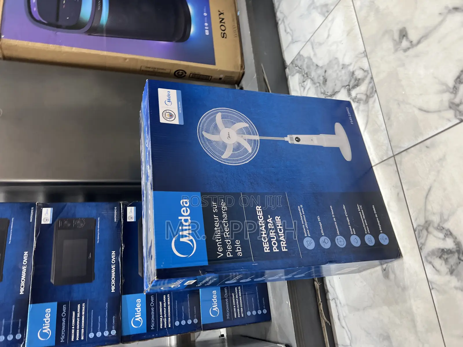 Premium Midea 18 Inch Rechargeable Standing Fan With Led Light 