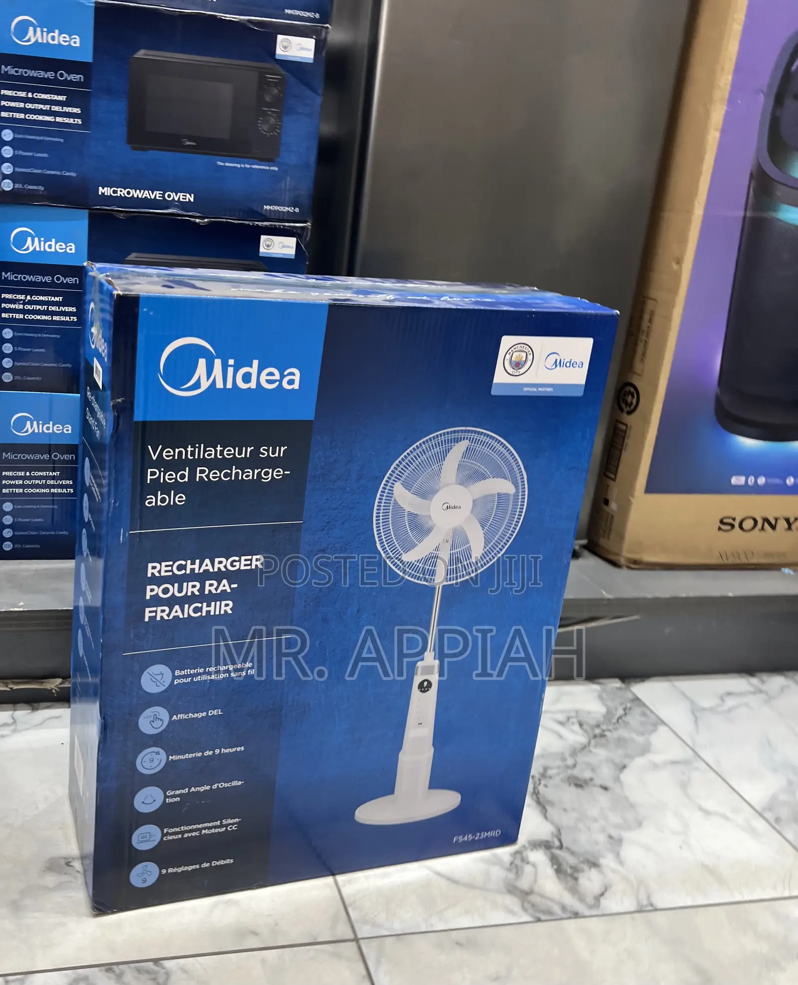 Super Affordable Midea 18” Rechargeable Standing Fan(White)