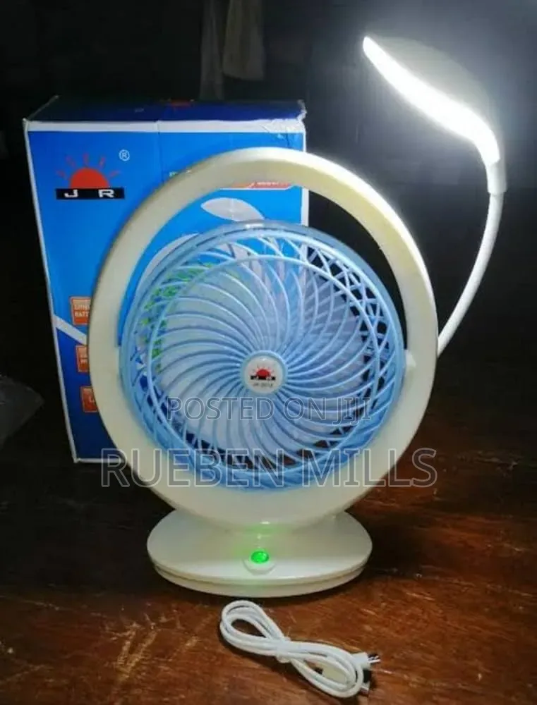 Two in One Rechargeable Table Desk Fan With Led Light - Jr 2018