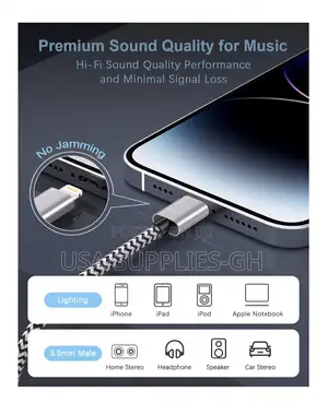 Haoano 3.5mm Jack Aux 3.3ft Cable To Lightning From Usa