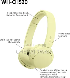 Sony Wh-Ch520 Wireless Bluetooth Headphones - Yellow