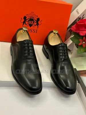 Rossi Black Leather Men's Oxford Lace-Up Shoes