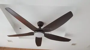56" Large Ceiling Fan With Light Remote Control - Brown/Black