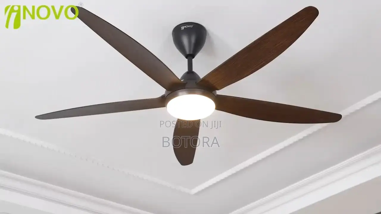 56" Large Ceiling Fan With Light Remote Control - Brown/Black