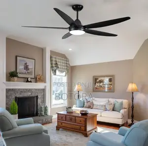 56" Large Ceiling Fan With Light Remote Control - Brown/Black