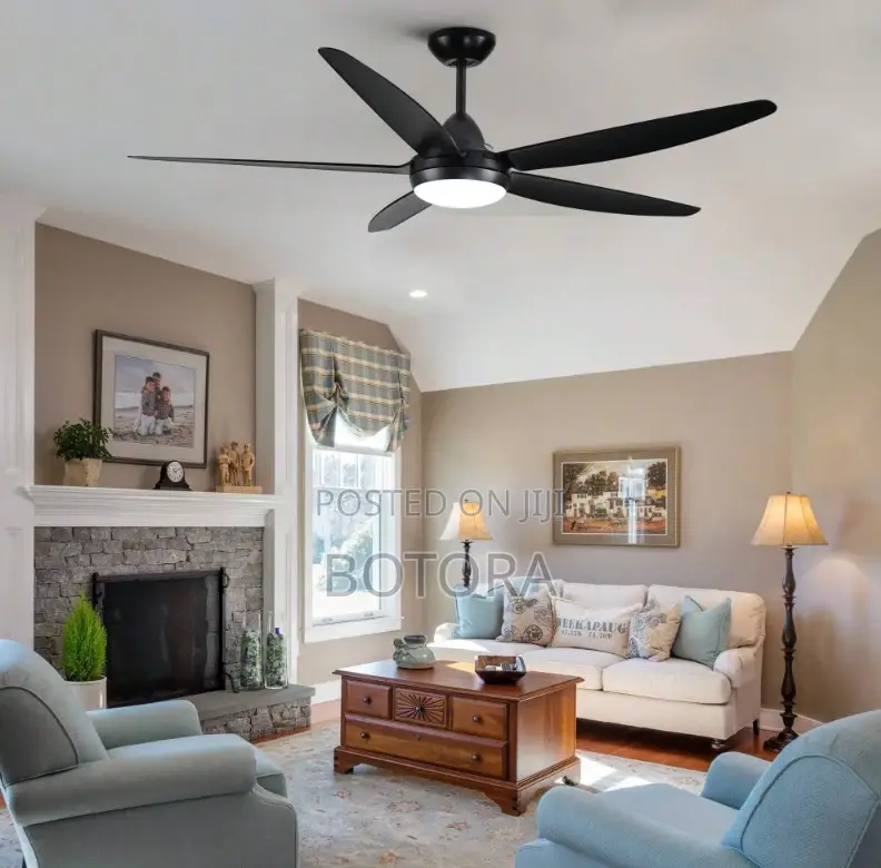 56" Large Ceiling Fan With Light Remote Control - Brown/Black
