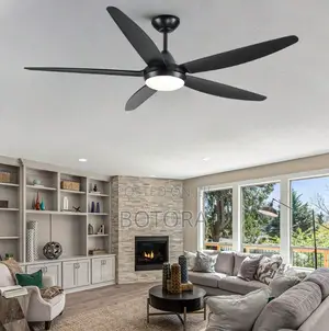 56" Large Ceiling Fan With Light Remote Control - Brown/Black