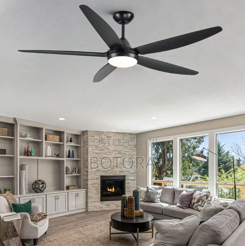 56" Large Ceiling Fan With Light Remote Control - Brown/Black