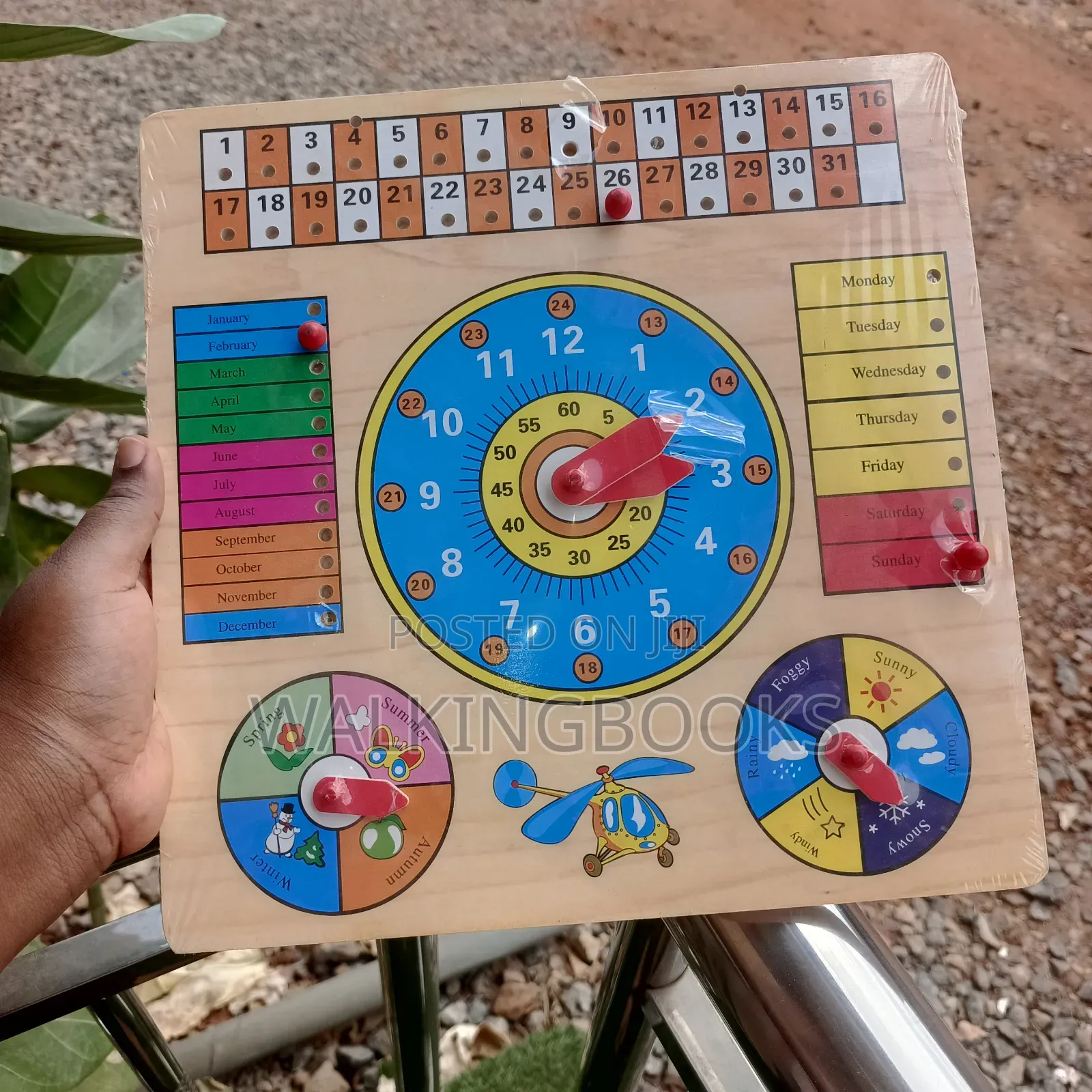 Wooden Calendar and Clock Board