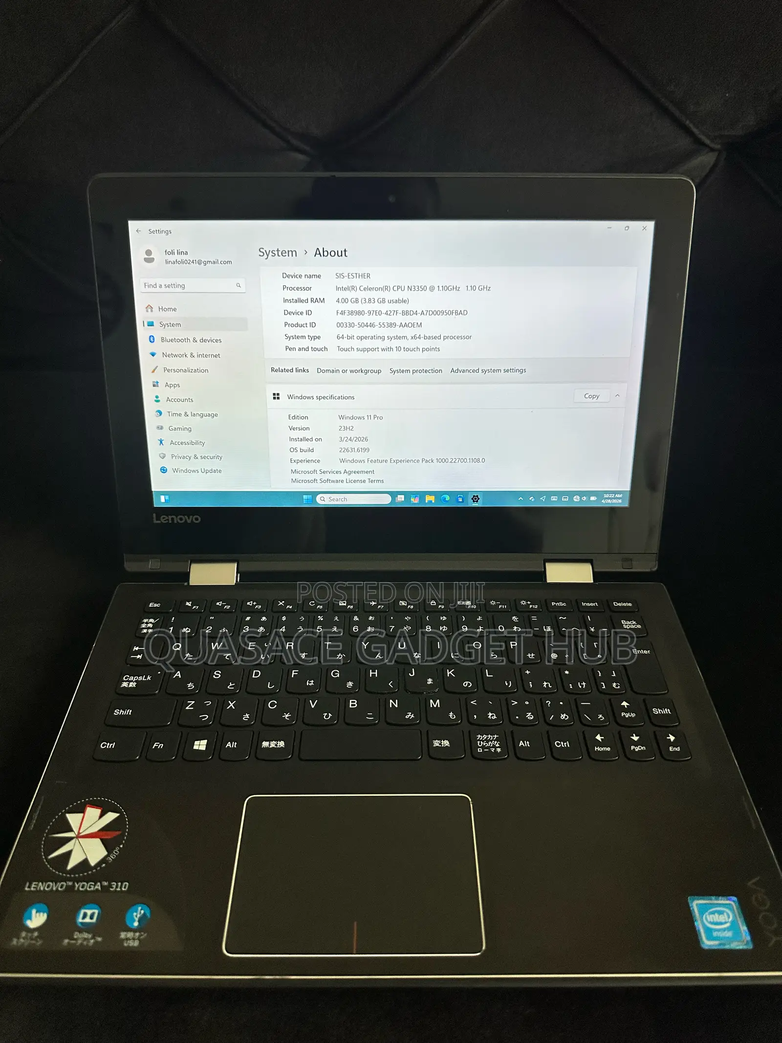 Laptop Lenovo Yoga 330 4GB Intel Celeron SSD 128GB