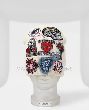 Elegant Beanie Hat With Fashion Patch Print