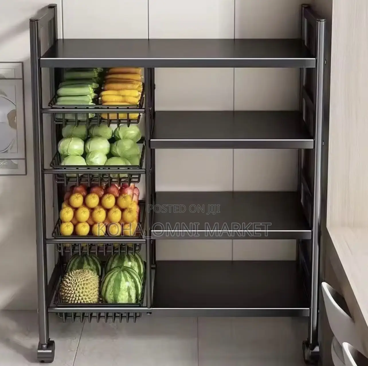 4-layer Kitchen Rack Cart With Baskets