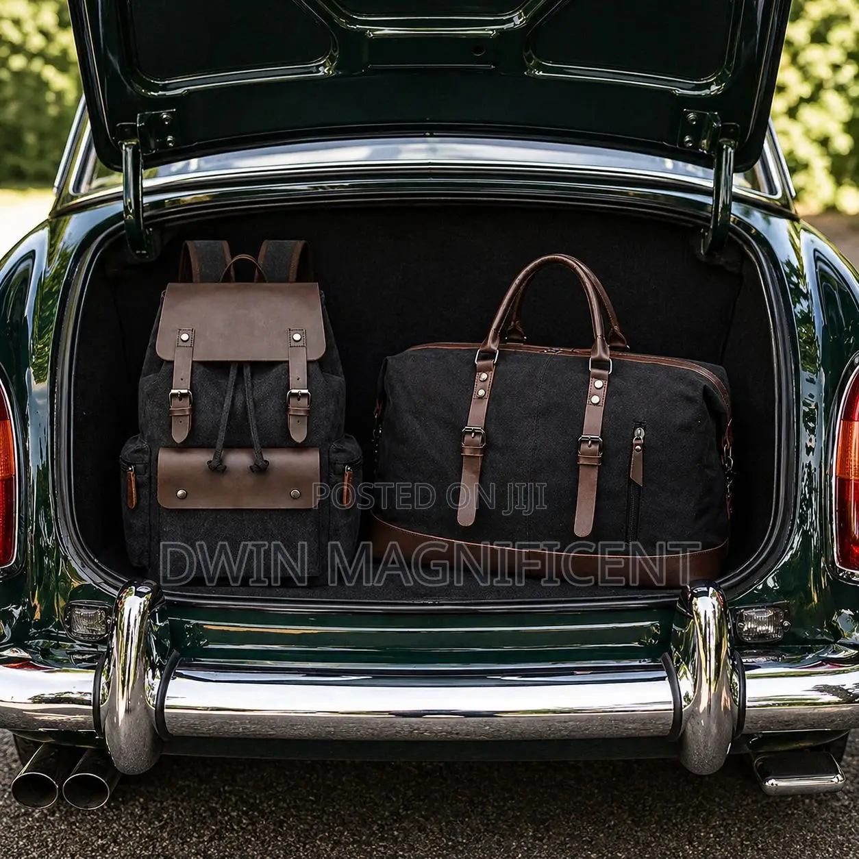 Vintage Canvas/Leather Travel Set Featuring Backpack and a Duffel Bag