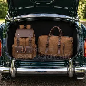 Vintage Canvas/Leather Travel Set Featuring Backpack and a Duffel Bag