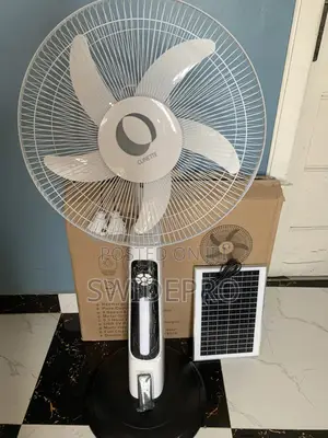 Rechargeable Solar Fan 18 Inches + Bulbs  ,Remote and Adapter