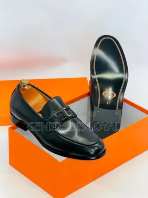 Hermes Black Leather Men’S Classic Loafers Shoe