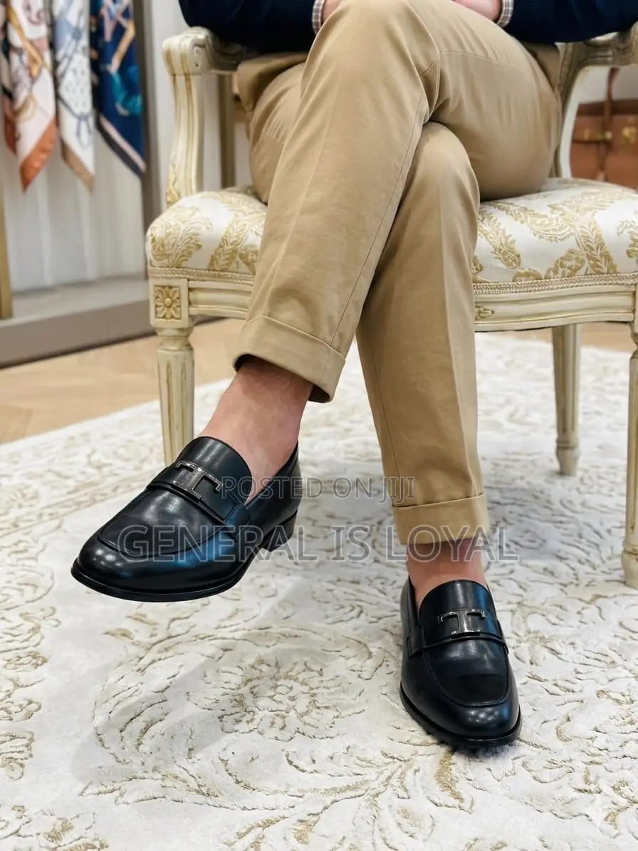 Hermes Black Leather Men’S Classic Loafers Shoe