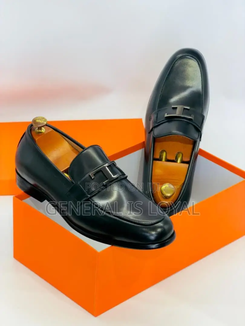 Hermes Black Leather Men’S Classic Loafers Shoe