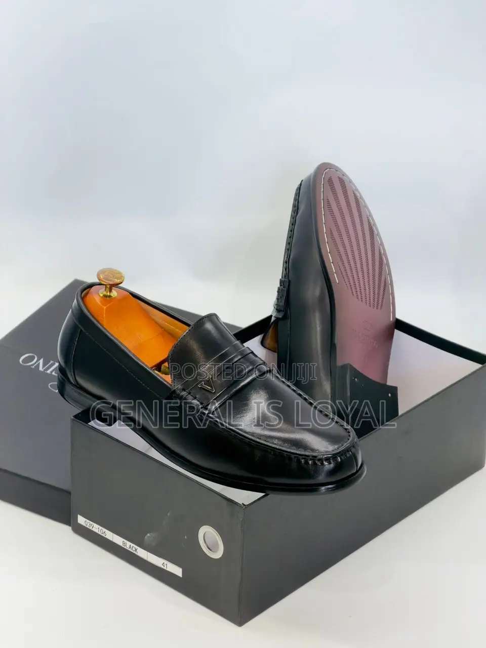 Valentino Men Leather Black Loafers