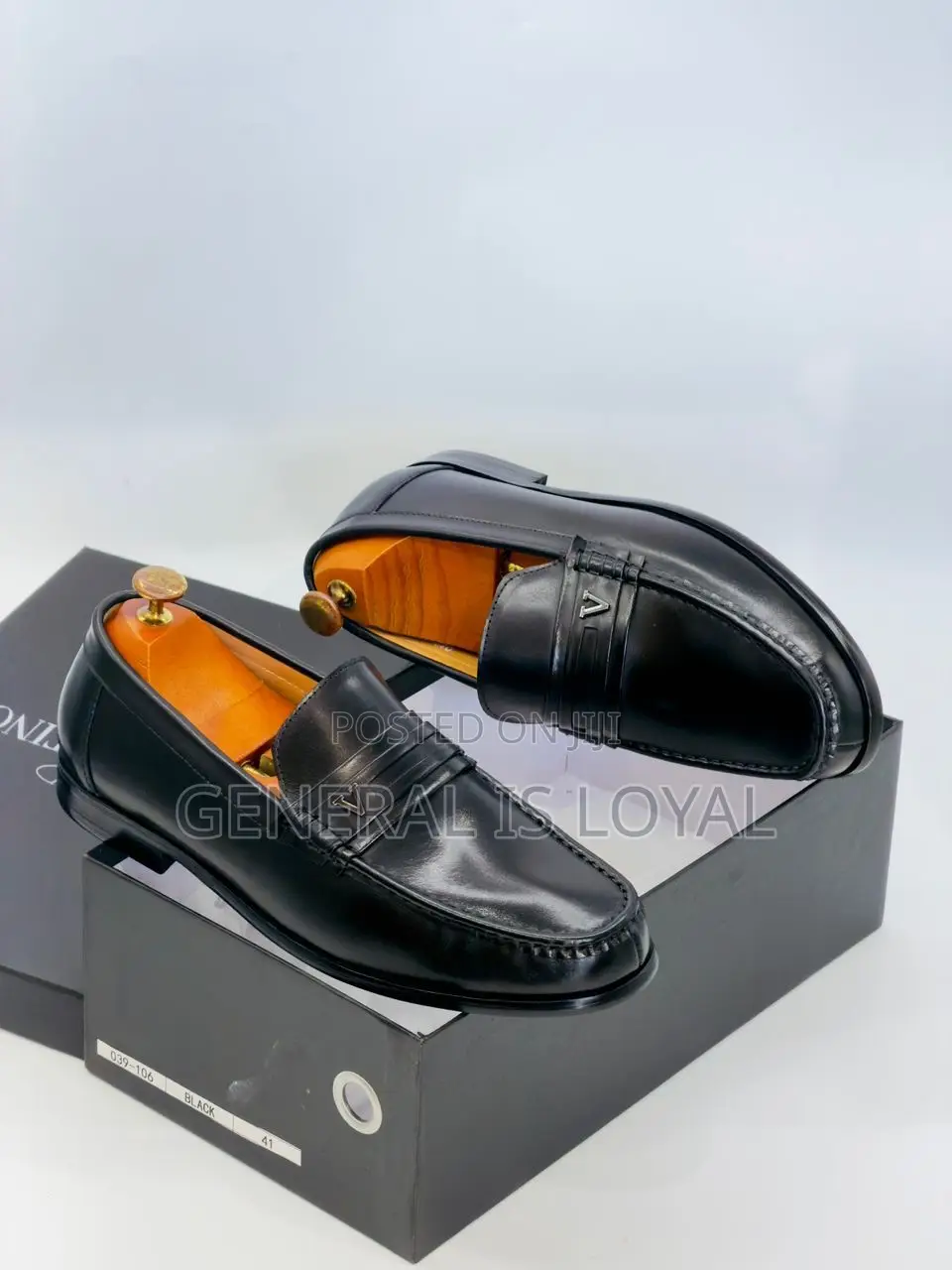 Valentino Men Leather Black Loafers