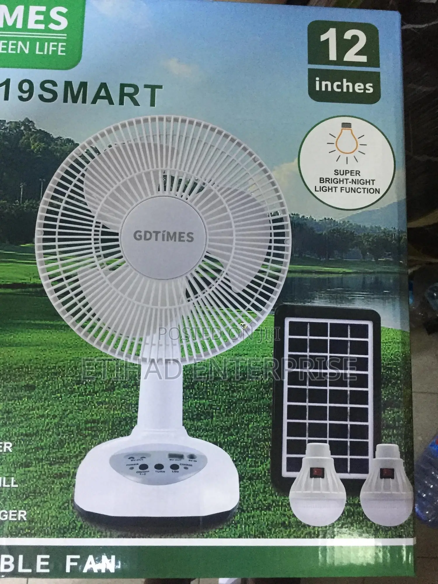 12-inch Solar Rechargeable Fan
