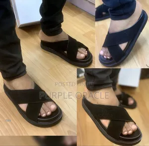 Celine Slides in Black Suede Leather.