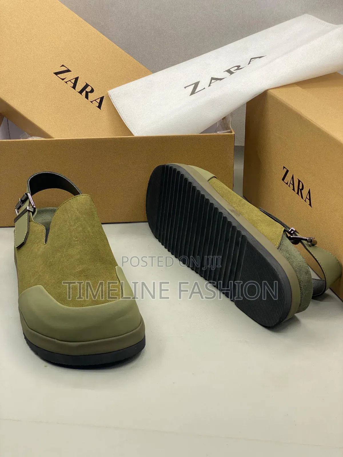 Army Green Buckle Zara Men's Sandals
