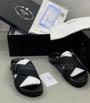 Prada Milano Cross Leather Slippers All Black