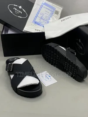 Prada Milano Cross Leather Slippers All Black