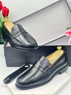Black Leather Zara Men's Easy Wear Shoes Size 39_46