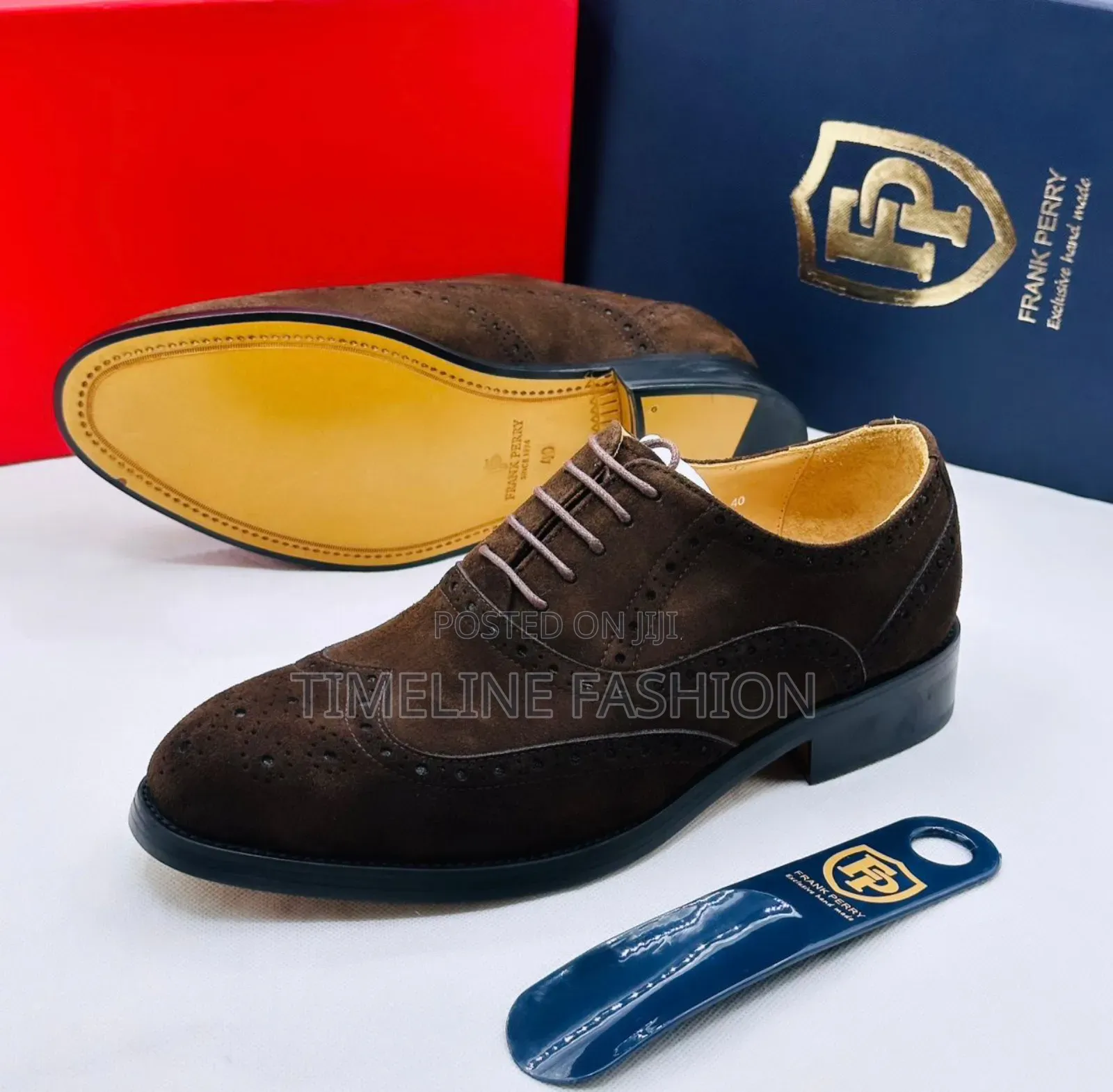 Frank Perry Classic Men's Suede Brogues Lace Up Shoes