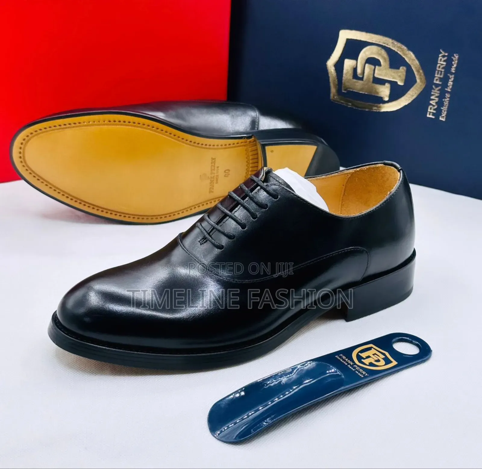 Black Leather Plain Lace Up Shoes Size 39_46