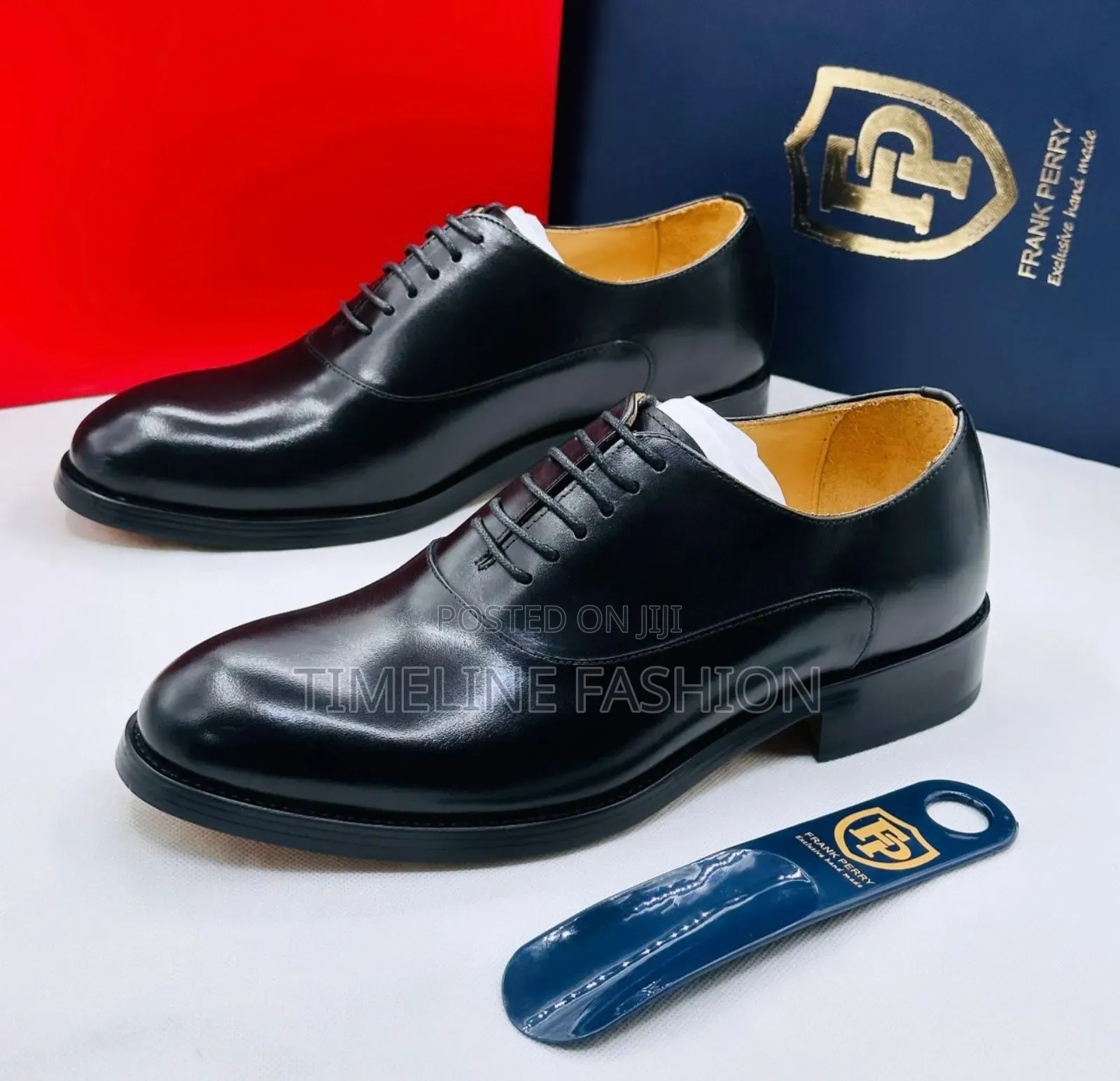 Black Leather Plain Lace Up Shoes Size 39_46