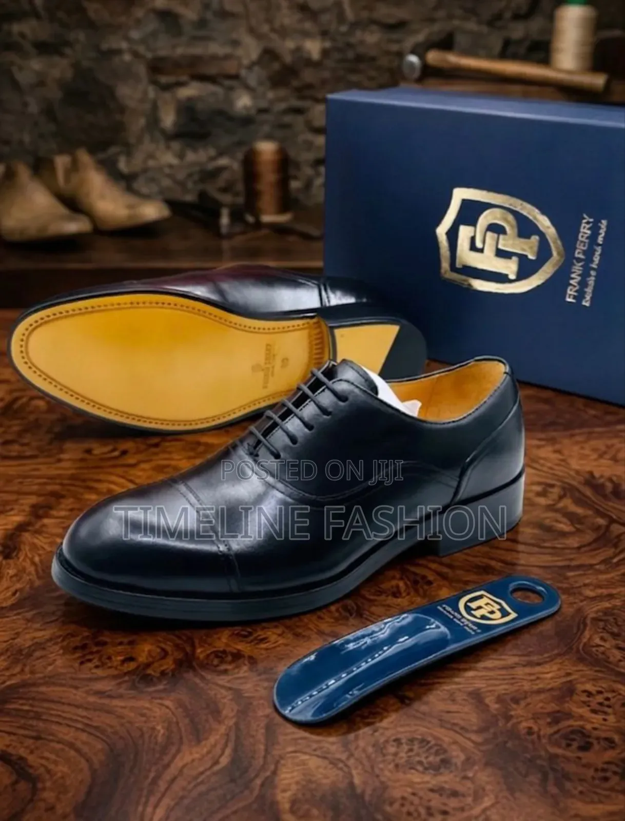 Black Toe Cap Frank Perry Executive Men's Shoes