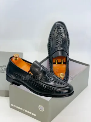 Maurizio Black Leather Basket Wave Men's Shoes Size 39_46